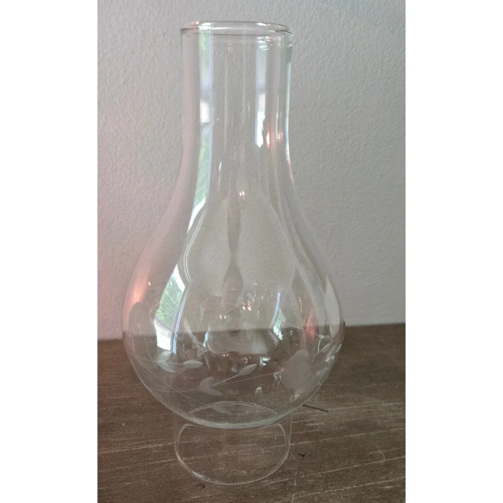 Vintage Lamplight Farms Oil Lamp Blue Floral Milk Glass Princess House‎ Chimney